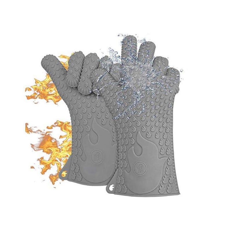 Jolly Green Products Ekogrips Premium Grilling Gloves Heat Resistant BBQ Gloves for Indoor and Outdoor Cooking, Meat Handling Gloves, Kitchen Oven Gloves with Fingers, Silicone Oven Mitts - Grey - Image 5