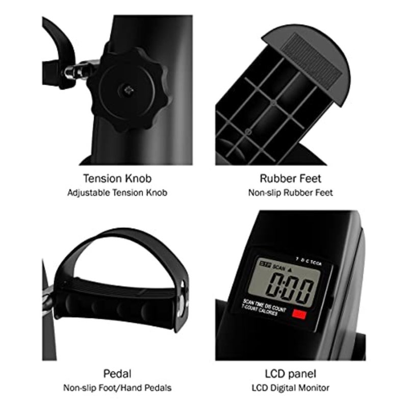 Portable Fitness Pedal Stationary Under Desk Indoor Exercise Machine Bike for Arms, Legs, Physical Therapy with LCD Display Calorie Counter by - Image 4