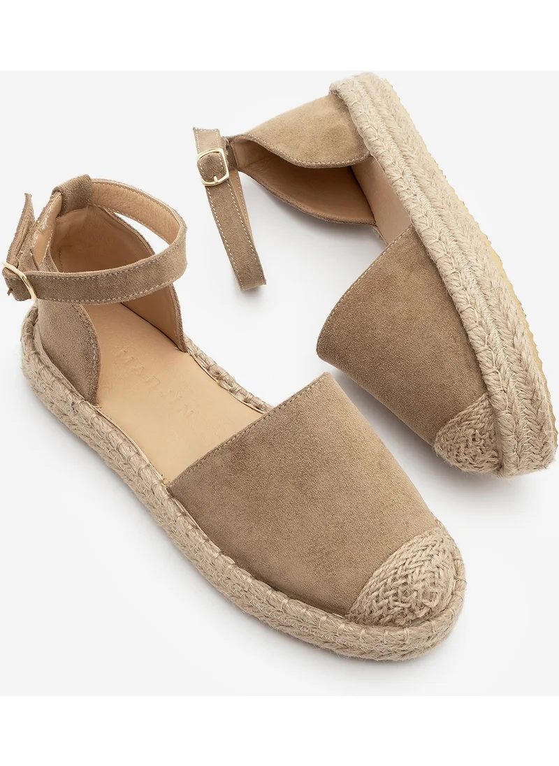 مارجين Women's Leather Ankle-Tie Jute Espadrille Olive Suede Sandals Zoder