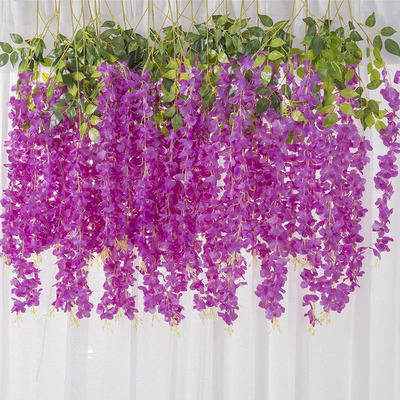 Well Art Gallery Well Art Gallery Set of 6 Artificial Silk Wisteria Hanging Flowers Strings Garlands for Home Decoration Wedding Party Garden Outdoor Ceremony Events Backdrop Floral Dcor  - Image 2