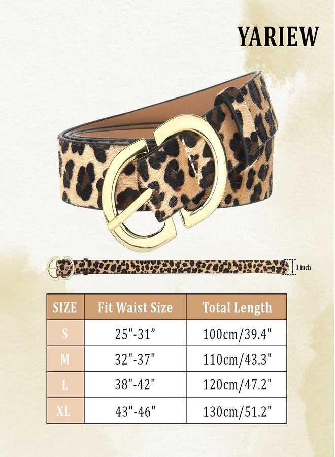 YARIEW 4 Pack Large Leather Belts for Women Leopard Belts for Women Women's Belts for Jeans Pants Waist Belt for Women Fashion Ladies Dress Belt with Gold Buckle - Image 2