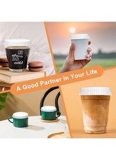ZVEV 100PCS Disposable Paper Cup Covers, Recycled Paper Drinking Cup Lids Covers, Coffee Tea Cup Covers, Recycled Drinking Lids（75mm）  - Image 3