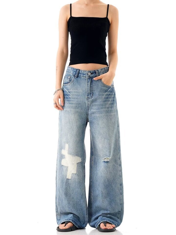 Unisex Classic Denim Jeans Loose Fit Daily Outdoor Wear - Image 1