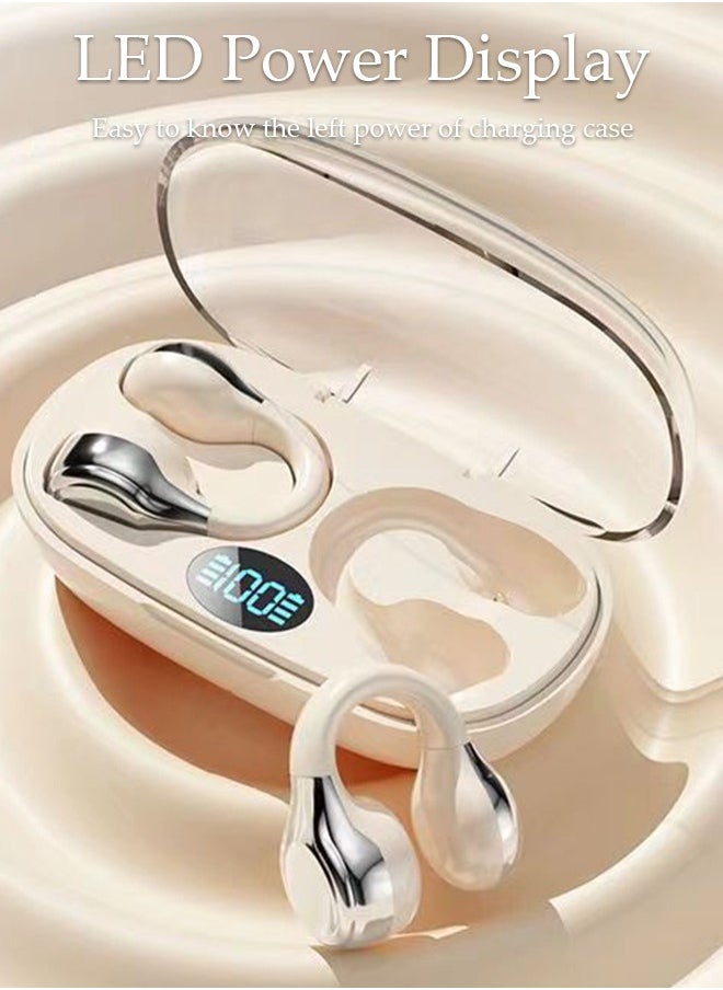 DUNISO Wireless Earbuds Bluetooth Ear Clip Waterproof Stereo Noise Reduction Earphones Open Ear Sport Earphones with Earhooks Charging Case LED Power Display Touch Control for Running Sport Gym  - Image 3