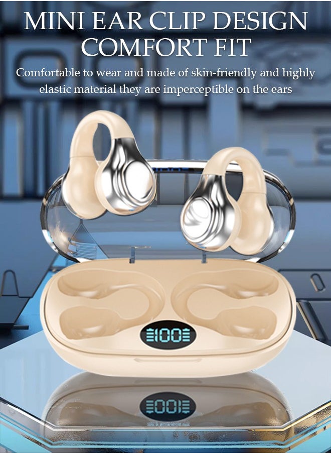 DUNISO Wireless Earbuds Bluetooth Ear Clip Waterproof Stereo Noise Reduction Earphones Open Ear Sport Earphones with Earhooks Charging Case LED Power Display Touch Control for Running Sport Gym  - Image 2