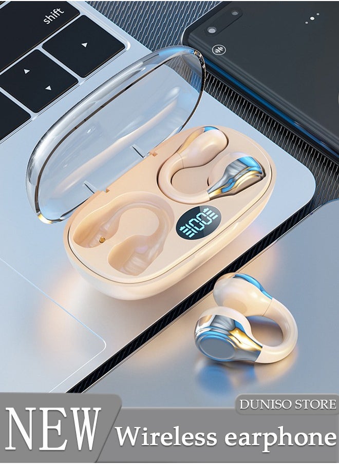 DUNISO Wireless Earbuds Bluetooth Ear Clip Waterproof Stereo Noise Reduction Earphones Open Ear Sport Earphones with Earhooks Charging Case LED Power Display Touch Control for Running Sport Gym  - Image 1