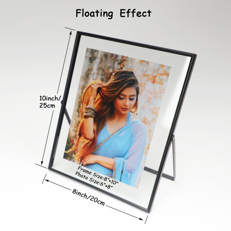 أهاجو Ahago Black Floating Frame (8 "" x10 "" عمودي) للصورة 7x9 6x8 5x7 على الطاولة على الطاولة إطار صورة هدية راقية لعيد العطلة أو منزل الزفاف أو المكتب د؟ - Image 2
