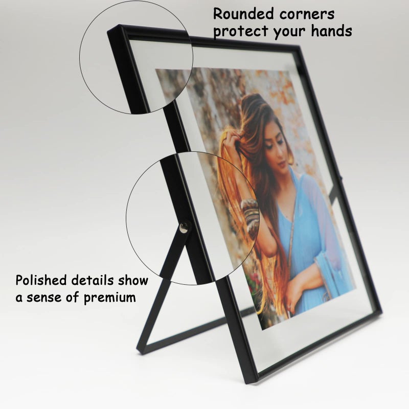 أهاجو Ahago Black Floating Frame (8 "" x10 "" عمودي) للصورة 7x9 6x8 5x7 على الطاولة على الطاولة إطار صورة هدية راقية لعيد العطلة أو منزل الزفاف أو المكتب د؟ - Image 3