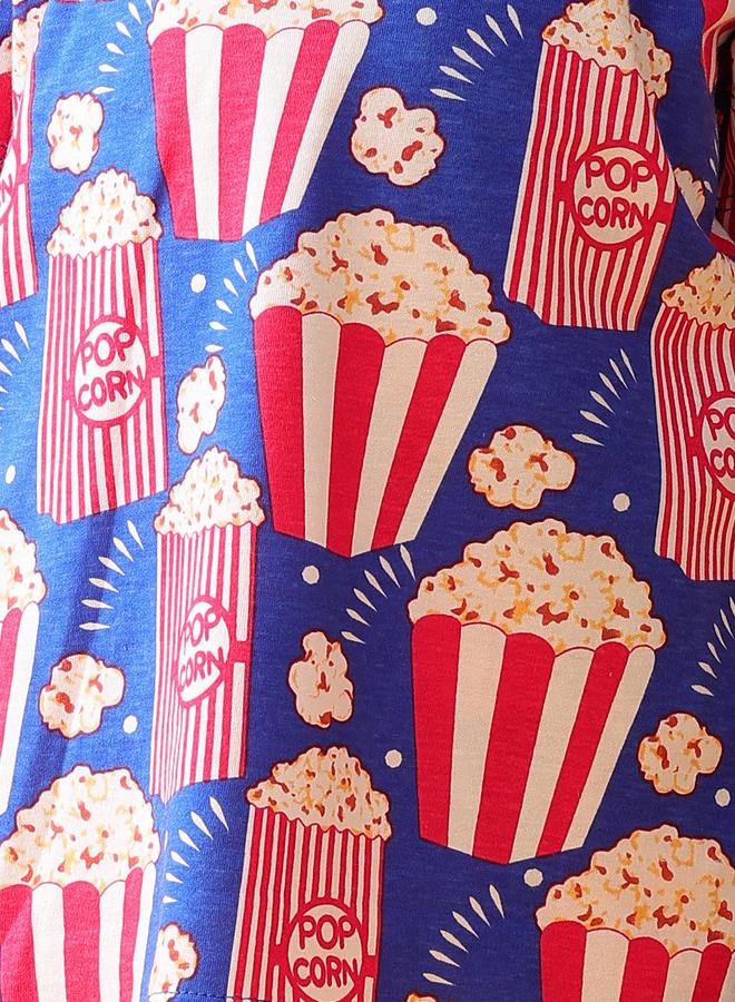 Anthrilo Girl Blue Popcorn Print Cotton T-Shirt and Shorts Set - Image 4