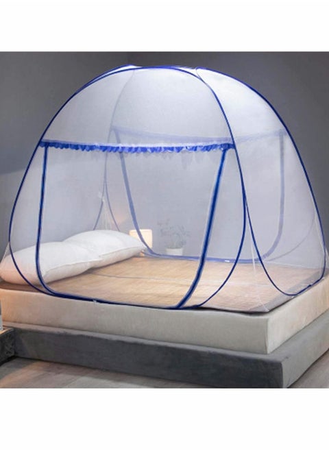 Mosquito Nets, Outdoor Mongolian Yurt Dome Net Free Installation and Folding Nets, Prevent Insect Pop Up Tent Curtains for Beds Bedroom (150 * 200 * 150cm, White+ Blue)