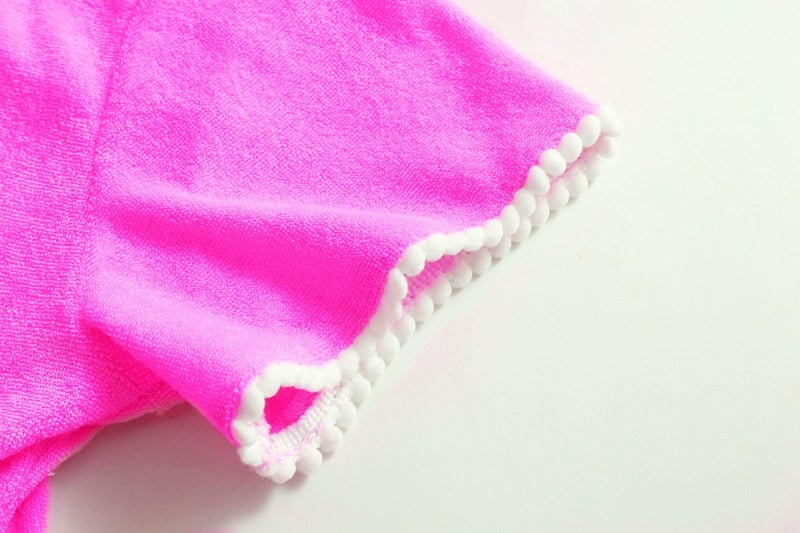 LUCKYGAL Girls Swim Cover Up Kids Swimsuit Coverup Terry Zip-Up Beach Bathing Suit, Size 6 7 Rose Red - Image 5