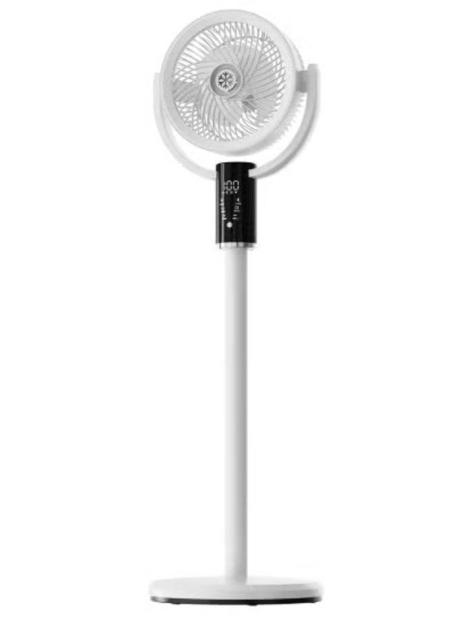 جاجيك F5 3-in-1 Rechargeable Pedestal Fan – Adjustable Height, 5-Speed Silent Air Circulator with Remote Control, Timer, Energy-Saving Standing Fan for Home, Bedroom & Office – White  - Image 1