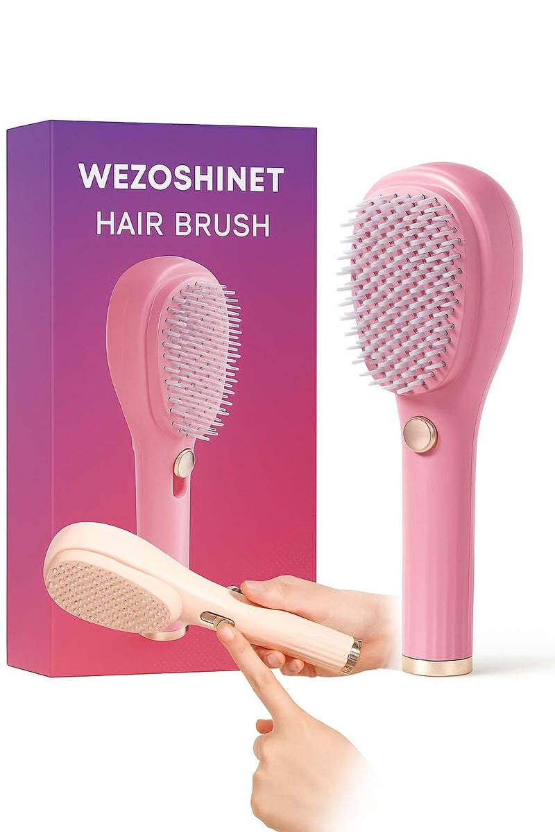 WEZOSHINET Self-Cleaning New Big Size Self Cleaning Hairbrush,2 in 1 Comb,Telescopic Self Cleaning Brush, One-Click Cleaning Comb,One Pull Clean Hairbrush,Self Clean Hair Comb (Multicolour) - Image 1