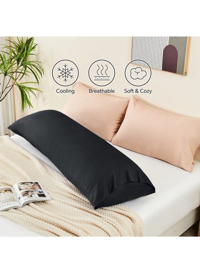 BEDELITE BEDELITE Body Pillow Cover, Rayon Made from Bamboo, Cooling Body Pillow Pillowcase for Hot Sleepers and Night Sweats, Breathable & Silky Soft Full Long Pillow Case Cover (Black, 20x54 Inches) - Image 5