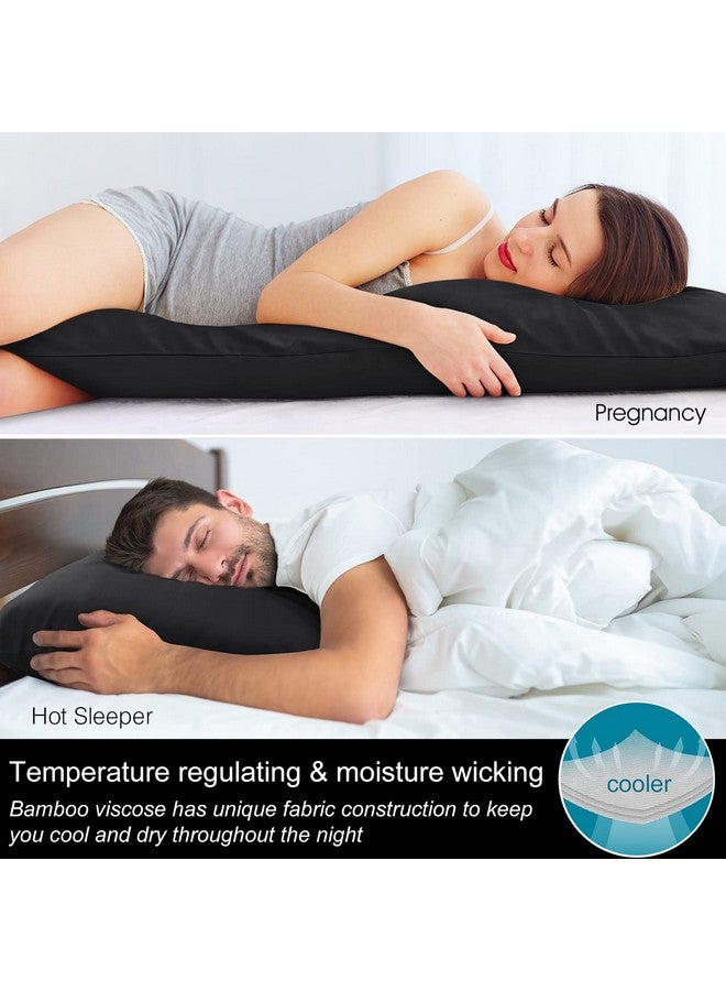 BEDELITE BEDELITE Body Pillow Cover, Rayon Made from Bamboo, Cooling Body Pillow Pillowcase for Hot Sleepers and Night Sweats, Breathable & Silky Soft Full Long Pillow Case Cover (Black, 20x54 Inches) - Image 3