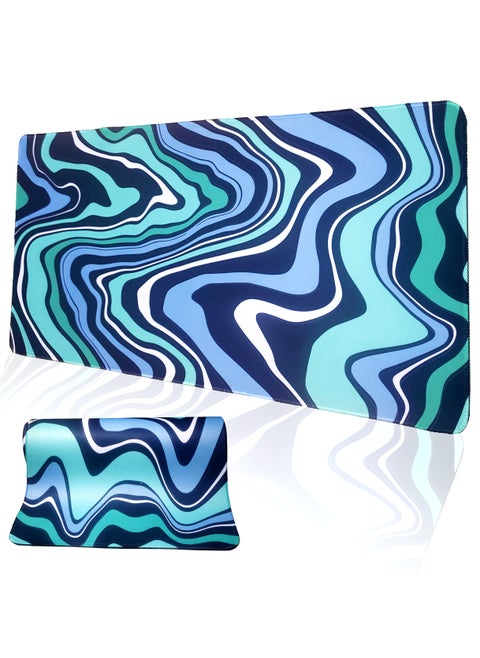 Large Gaming Mouse Pad Non-Slip Rubber Base with Stitched Edges Premium Fabric Water Resistant Thick Computer PC Laptop Keyboard Desk Table Mouse Pad, Size 800x300x3mm
