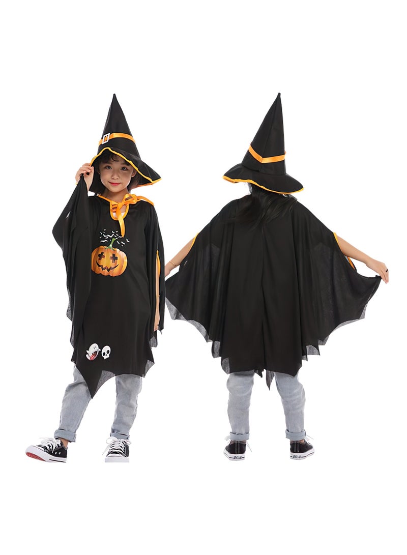 Highland Pumpkin Cape and Hat Bat Wing Witch Halloween Costume for girls - Image 1