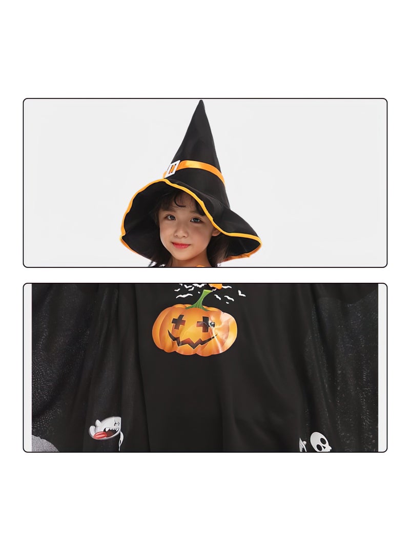 Highland Pumpkin Cape and Hat Bat Wing Witch Halloween Costume for girls - Image 3
