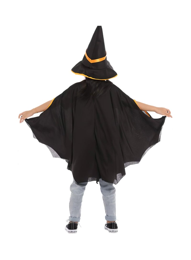 Highland Pumpkin Cape and Hat Bat Wing Witch Halloween Costume for girls - Image 2