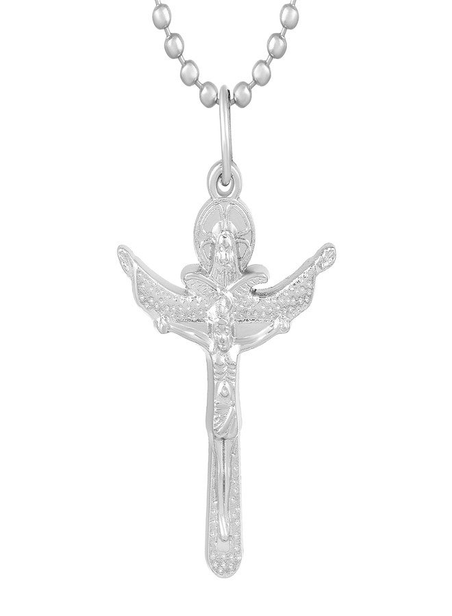 Memoir Brass Silverplated Arrow Cross Jesus flying to Heaven Cross Pendant Crucifix Christ Cross Pendant Jewellery Chrisitian Spiritual (PCKL7717) - Image 1