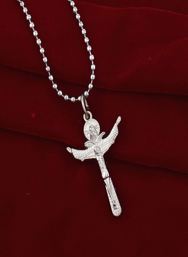 Memoir Brass Silverplated Arrow Cross Jesus flying to Heaven Cross Pendant Crucifix Christ Cross Pendant Jewellery Chrisitian Spiritual (PCKL7717) - Image 5