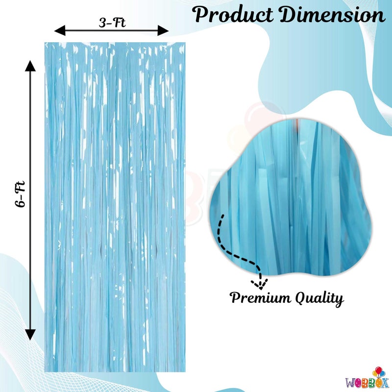 WOBBOX ووبوكس أول سن أزرق 13 قطعة لوازم حفلات مع لافتة أنا حصلت على أول سن، خط أنيق باللون الأزرق، بالونات وستارة فويل، زينة أول سن - Image 3