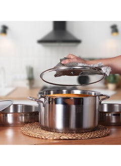 Serenk 5 Piece Stainless Steel Cookware Set with Induction Base, Pots and Pans Set, 6.1L Deep and 3L Flat Pots with Lids, 26cm Frying Pan, Dishwasher Safe, Serenk Modernist Series  - Image 2