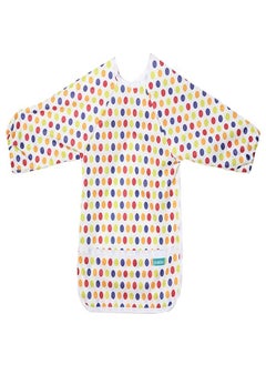 Eating bib for children with a distinctive colored circles design from Dreeba