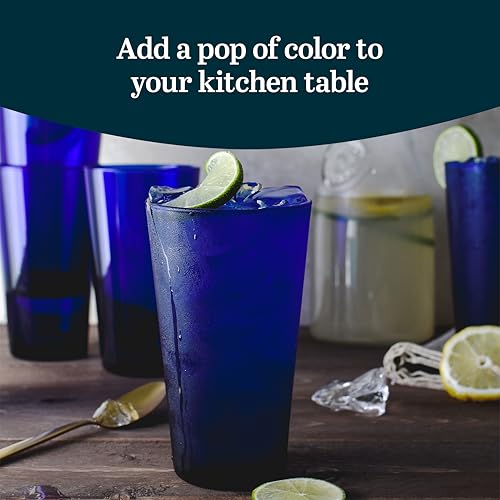Libbey Cobalt Blue Drinking Glasses, Classic Design Flare Tumbler Glasses Set of 8, Dishwasher Safe Glass Drinking Glasses for Beverages - Image 2