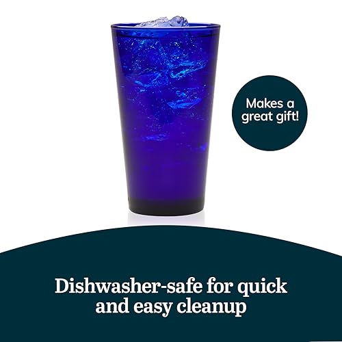 Libbey Cobalt Blue Drinking Glasses, Classic Design Flare Tumbler Glasses Set of 8, Dishwasher Safe Glass Drinking Glasses for Beverages - Image 5