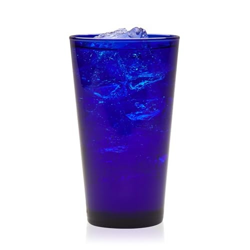 Libbey Cobalt Blue Drinking Glasses, Classic Design Flare Tumbler Glasses Set of 8, Dishwasher Safe Glass Drinking Glasses for Beverages - Image 1