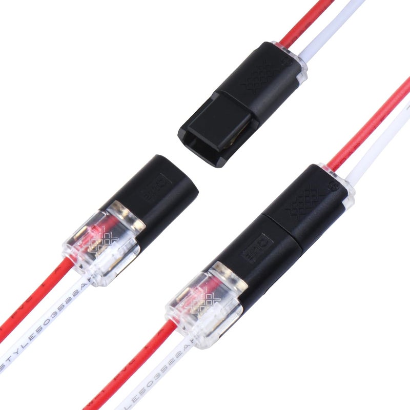 Brightfour Pluggable Low Voltage Wire Connectors, No Stripping 12v 2 Wires Plug-in LED Wire Connectors for AWG 20-22 (12 Pairs) - Image 1