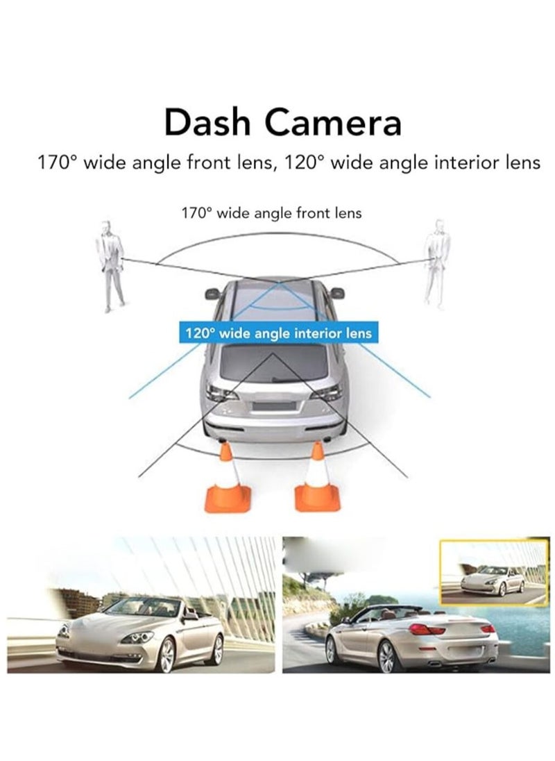 Generic - Dash Camera for Car Security Camera Dash Cam Mini Car Recorder 2 Inch Screen Front and Inside Dual Car Cameras 1080P with WDR, Night Vision, G-Sensor Auto Lock, Loop Recording - Image 1