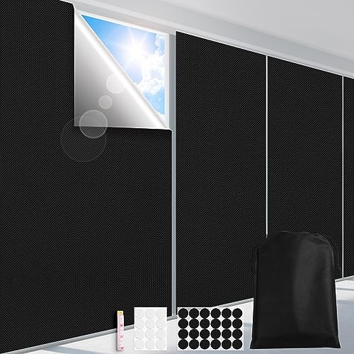 FADOTY Blackout Curtains for Bedroom, Portable 100% Black Out Window Cover Film, Cuttable Blackout Shades Fabric Sheet, No Drill Window Blinds, Sun Heat Light Blocker for Travel Media Dorm, 57'' W - Image 1