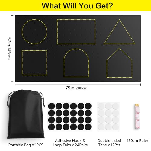 FADOTY Blackout Curtains for Bedroom, Portable 100% Black Out Window Cover Film, Cuttable Blackout Shades Fabric Sheet, No Drill Window Blinds, Sun Heat Light Blocker for Travel Media Dorm, 57'' W - Image 4