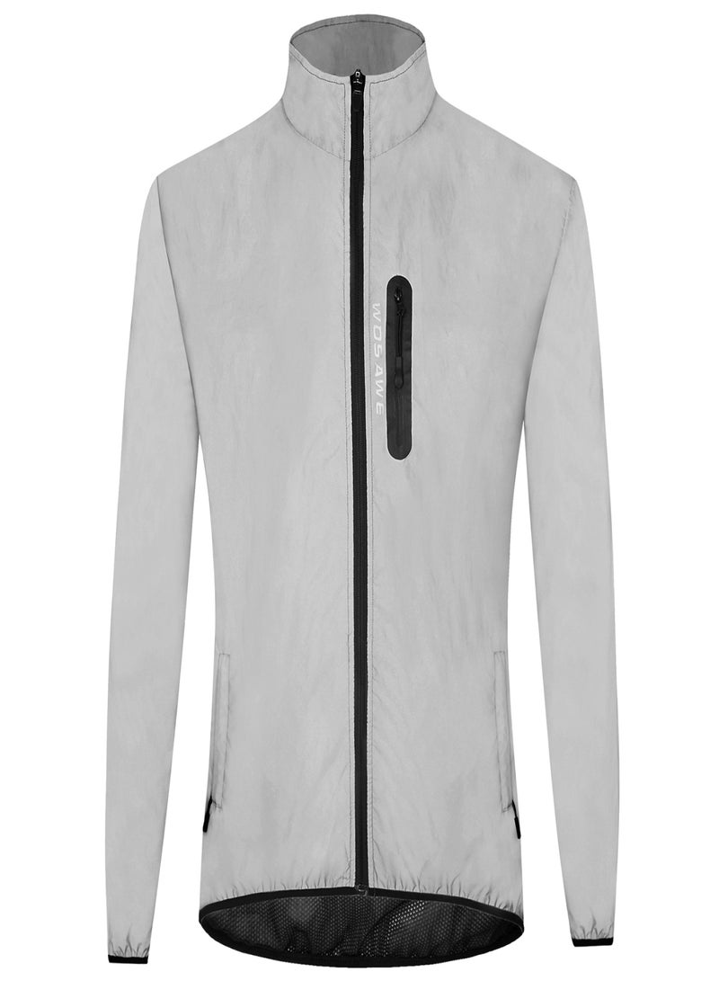 WOSAWE High Visibility Reflective Jacket Coat Waterproof Windproof Outdoor Night Sports Running Cycling Jacket,BL220 (US: XXXL) - Image 1