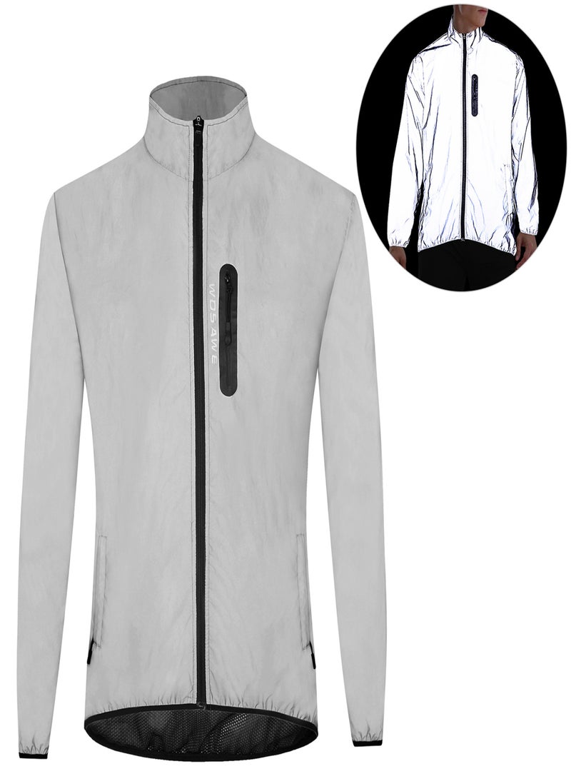 WOSAWE High Visibility Reflective Jacket Coat Waterproof Windproof Outdoor Night Sports Running Cycling Jacket,BL220 (US: XXXL) - Image 2
