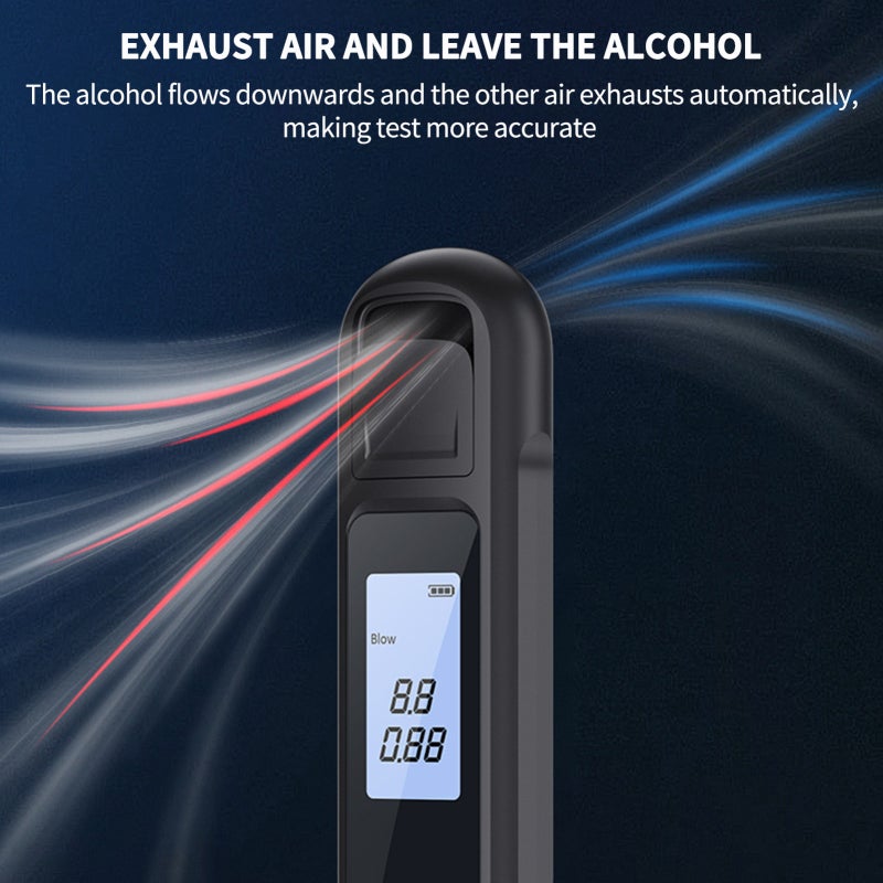 Portable Breathalyzer: Black, High Accuracy High Sensitivity Sensor - Quick Response Backlit LCD Screen, Contact-Free Operation Breath Alcohol Tester for Personal Home, Outdoor and Driving Use - Image 2