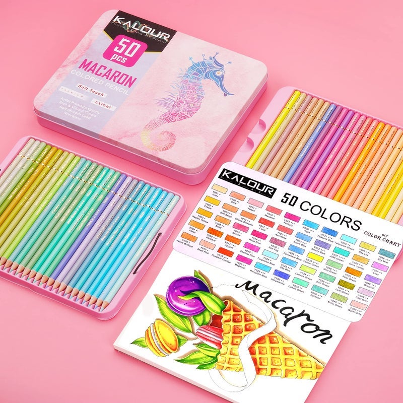 كالور مجموعة أقلور ألوان مPastel بـ 50 لونًا – أقلام رسم ناعمة للرسم والتصاميم – مناسبة للمبتدئين والأطفال والبالغين - Image 2