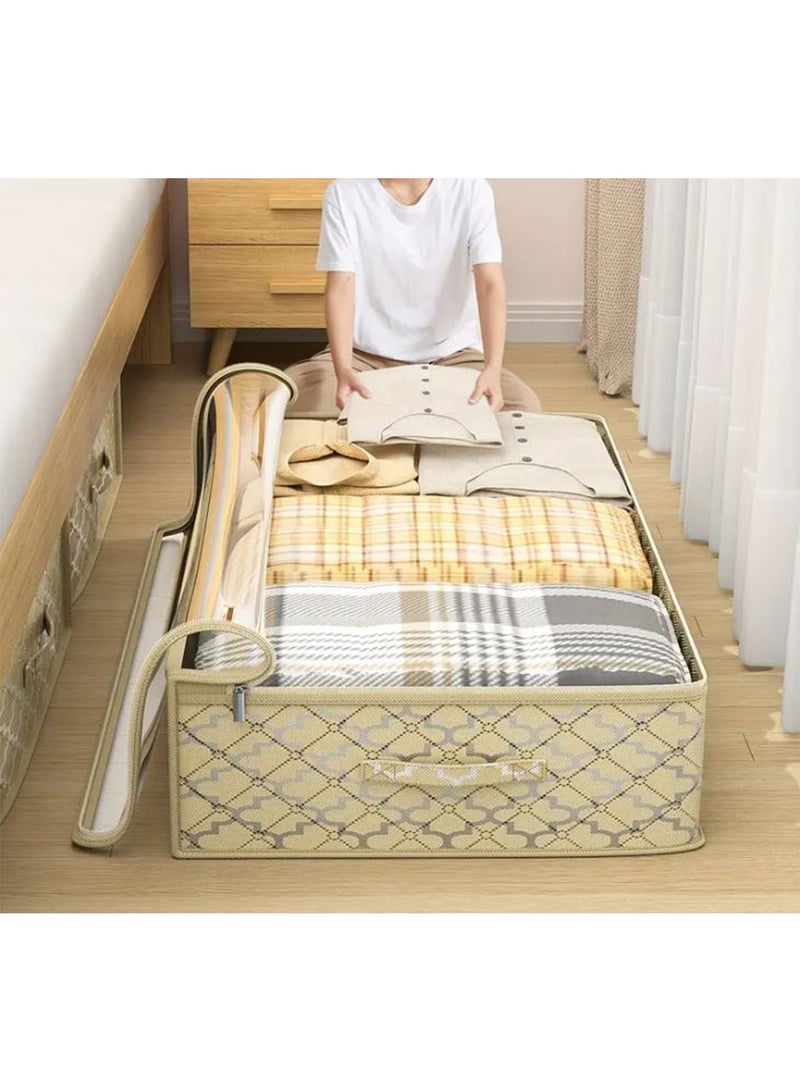 DANIM Underbed Storage Box with Reinforced Handle and Viewing Window Underbed Storage Box Foldable Storage Bag for Duvets Clothes Cushions Blankets Under bed Storage Organizer - Image 1