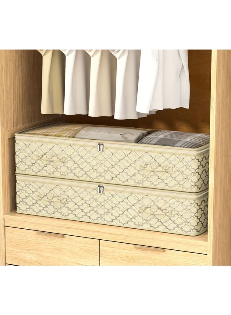 DANIM Underbed Storage Box with Reinforced Handle and Viewing Window Underbed Storage Box Foldable Storage Bag for Duvets Clothes Cushions Blankets Under bed Storage Organizer - Image 5