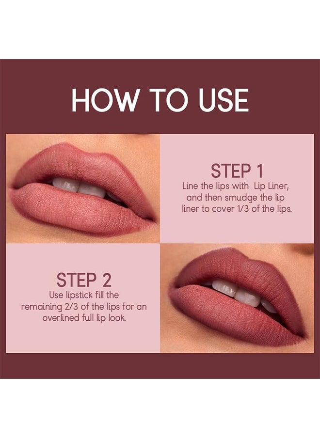 Ushas - Matte Lips，2 in 1 Waterproof Lipstick and Lip Liner Combo Set - Long Lasting Matte Lipstick Pen with Liner Set Makeup Kit #S6 - Image 1