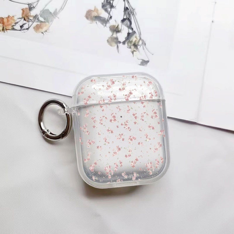 Pink Floral Transparent Protective Case for Airpods 3 with Round Buckle - Image 4