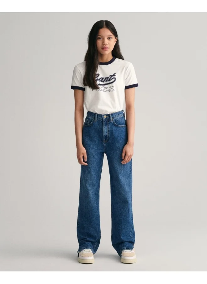 GANT Gant Teen Girls Straight Leg Slit Hem Jeans