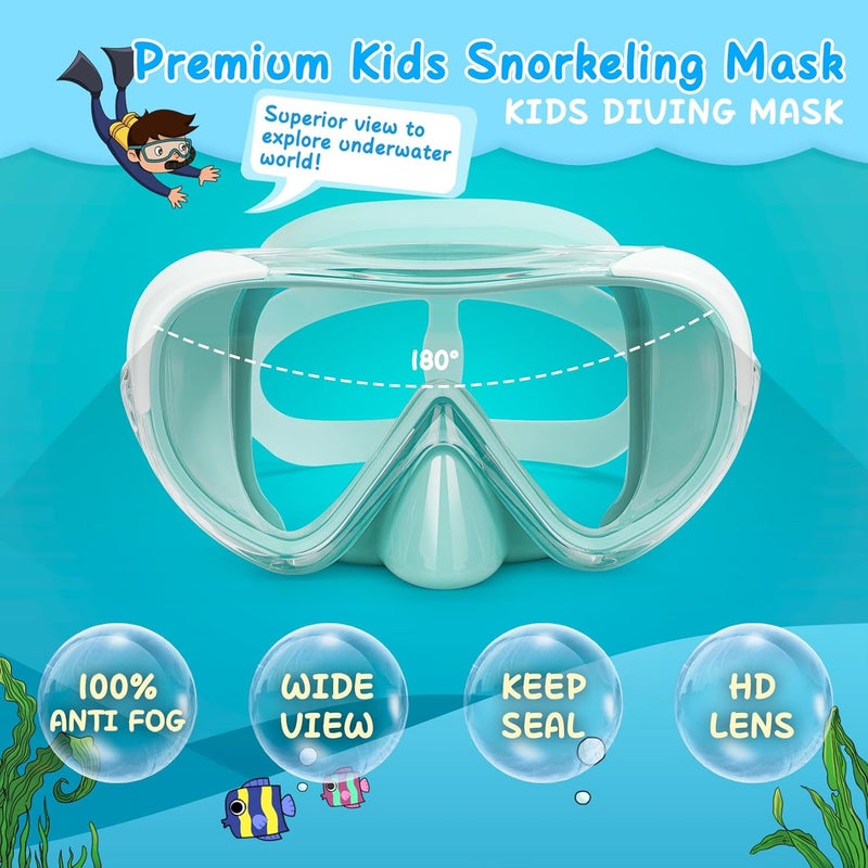 EXP VISION Kinder Taucherbrille, Kinder-Schwimmmaske 180 Anti-Fog-Tauchmaske, Kinder-Schwimmbrille mit Nasenabdeckung Auslaufsichere Schwimmbrille Anti-Shattered Lens fr Jugendliche 4-15 - Image 2
