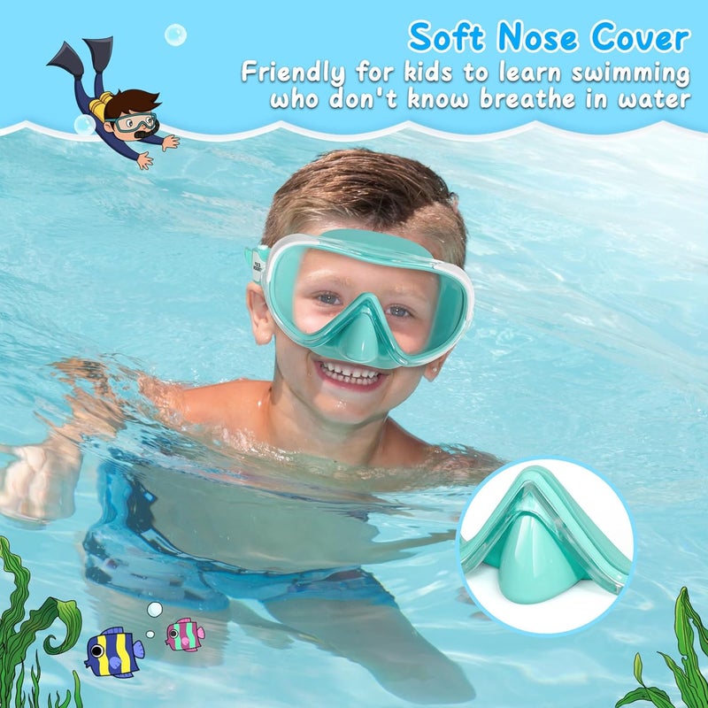 EXP VISION Kinder Taucherbrille, Kinder-Schwimmmaske 180 Anti-Fog-Tauchmaske, Kinder-Schwimmbrille mit Nasenabdeckung Auslaufsichere Schwimmbrille Anti-Shattered Lens fr Jugendliche 4-15 - Image 5