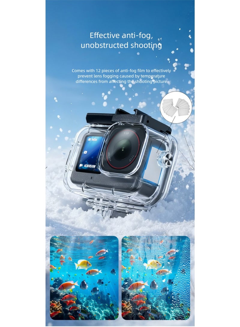 غلاف غوص مقاوم للماء حتى 60 متر متوافق مع DJI Action 6، حافظة شفافة للتصوير تحت الماء مع منافذ تثبيت مزدوجة - Image 3