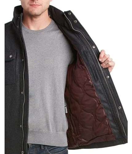 Cole Haan Signature Men's Wool Melton Stand Collar Jacket with Patch Pockets, Charcoal, Large - Image 4