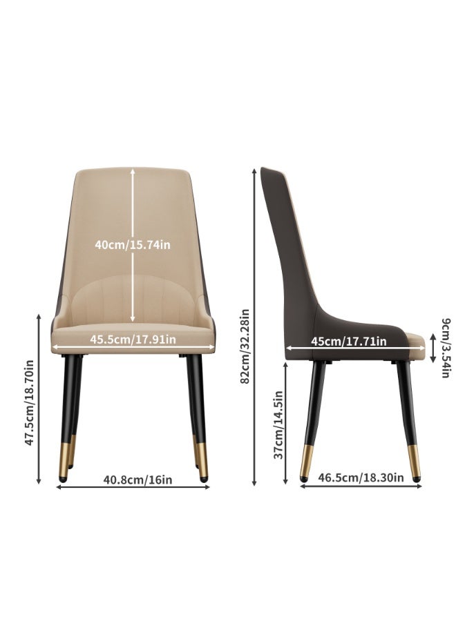 ويسفور مجموعة كراسي طعام مكونة من قطعتين: كراسي طعام مبطنة بالجلد من السيليكون والألياف الدقيقة، أنيقة ومريحة، مقعد سميك، ظهر مرتفع، كرسي كبير لغرفة الطعام في المطبخ، كراسي مطبخ بيج مع مسند ظهر - Image 2