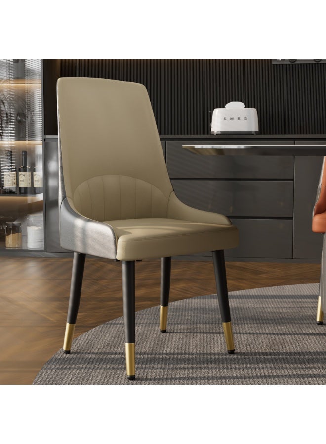 ويسفور مجموعة كراسي طعام مكونة من قطعتين: كراسي طعام مبطنة بالجلد من السيليكون والألياف الدقيقة، أنيقة ومريحة، مقعد سميك، ظهر مرتفع، كرسي كبير لغرفة الطعام في المطبخ، كراسي مطبخ بيج مع مسند ظهر - Image 4